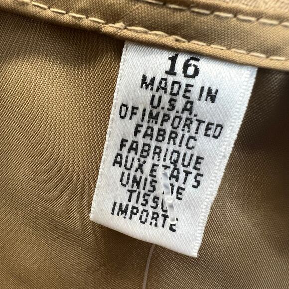 Talbots Petite Wool Pants Tan Size 16 Cuffed Hem Flat Front Belted Pockets Lined - Picture 4 of 12